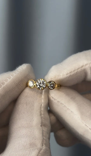 3 Stone Bezel Set 3mm Band