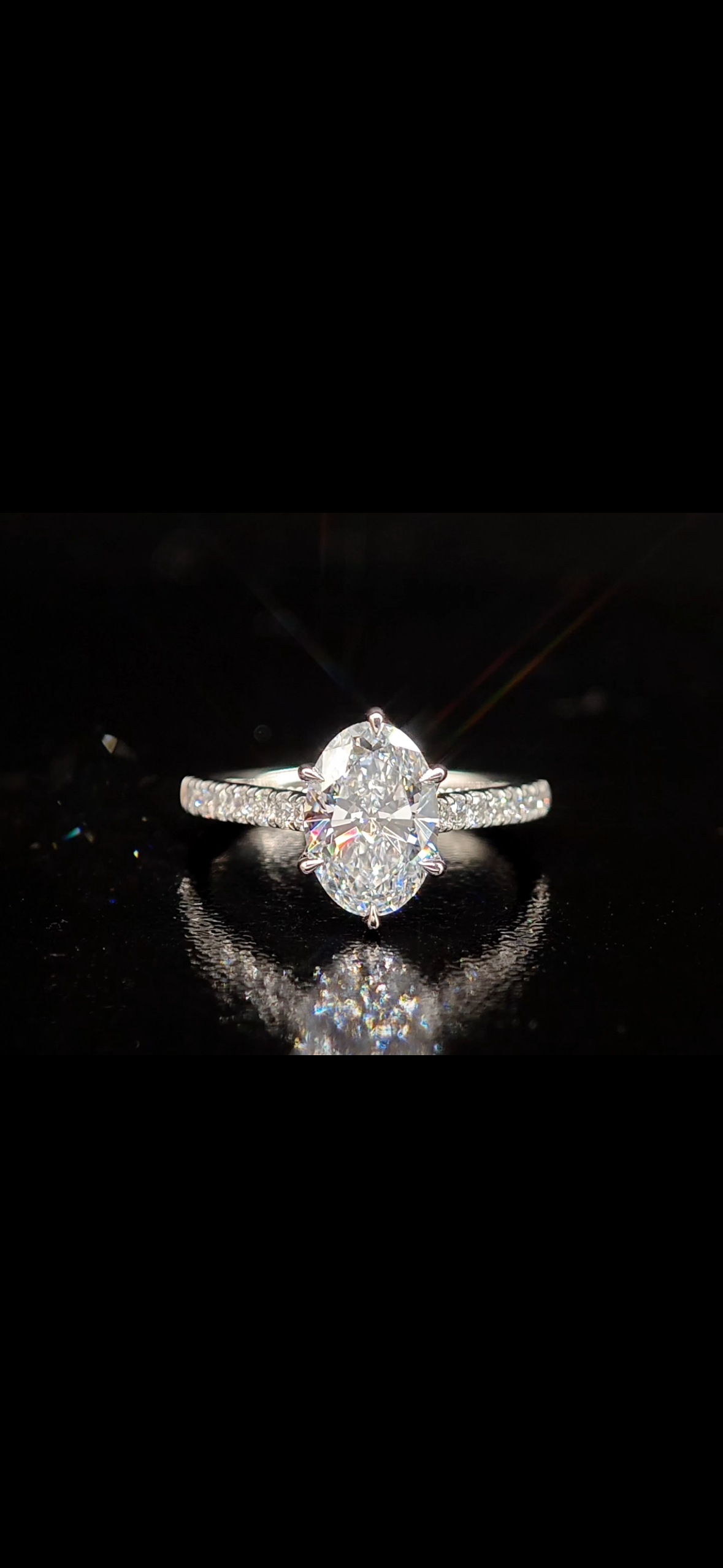 Oval 2mm Pave Band Engagement Ring