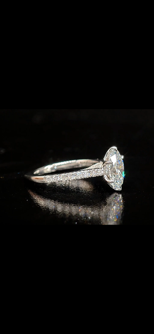 Oval 2mm Pave Band Engagement Ring
