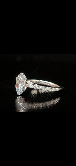 Oval 2mm Pave Band Engagement Ring