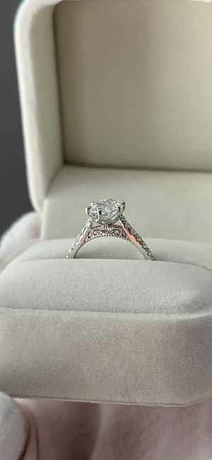 Oval 2mm Pave Band Engagement Ring