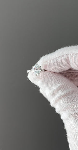Oval 2mm Pave Band Engagement Ring