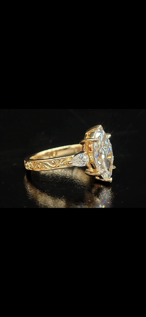 Bespoke Engraved Band with Side Pears