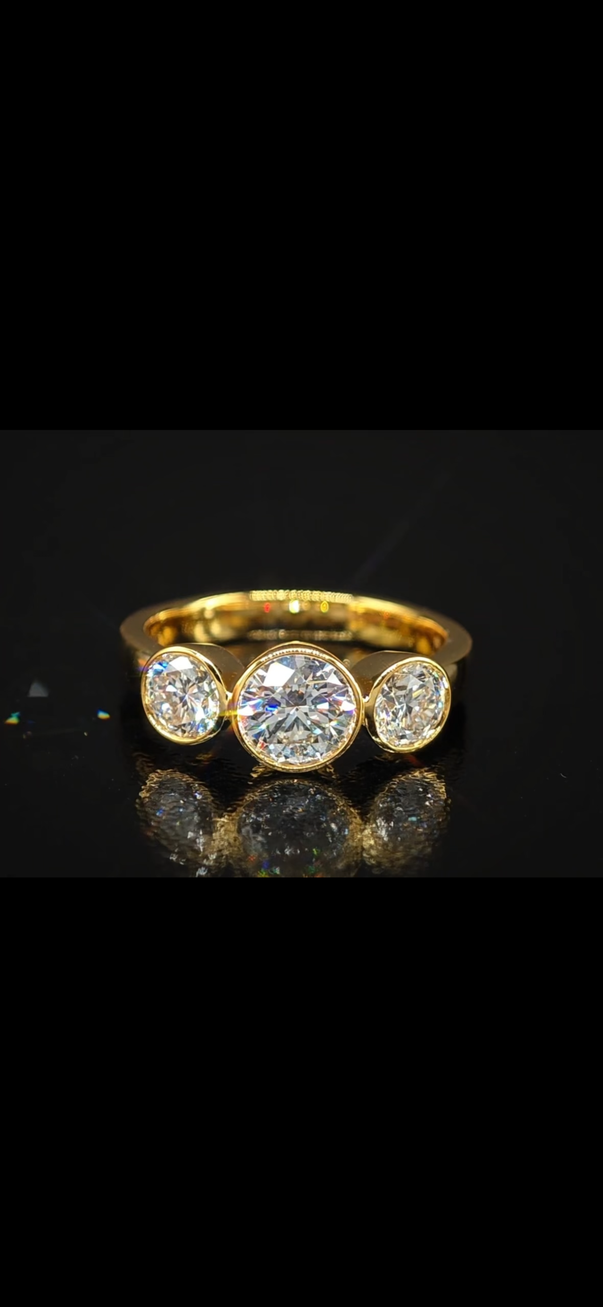 3 Stone Bezel Set 3mm Band