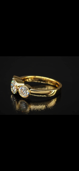 3 Stone Bezel Set 3mm Band