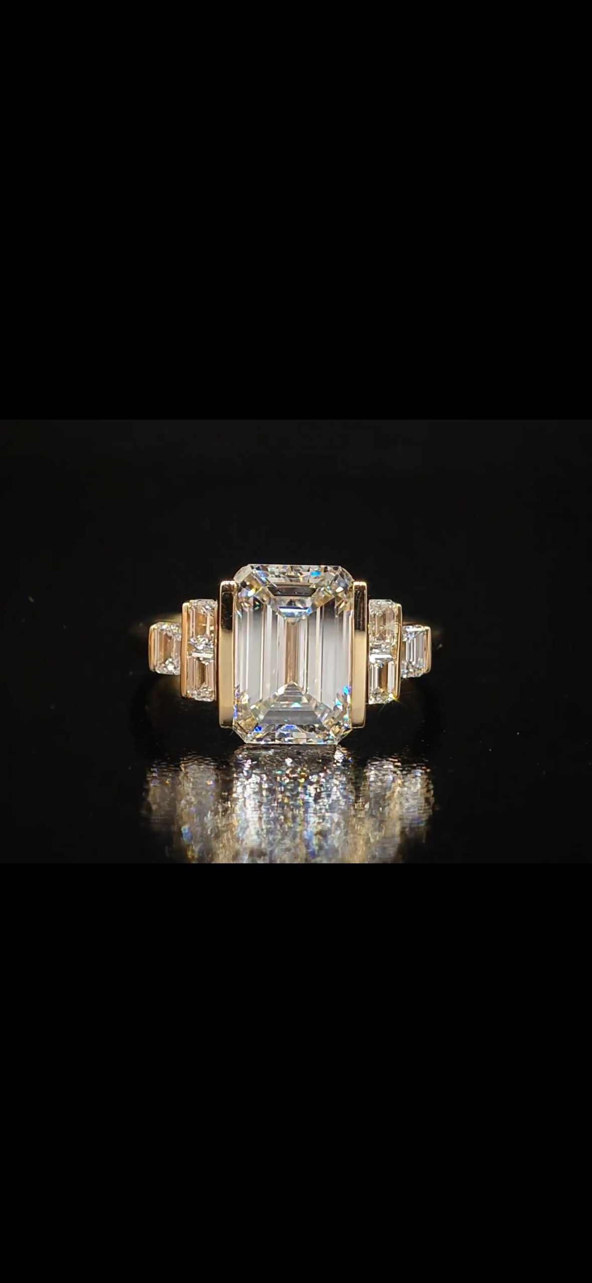 Art Deco Half Bezel Ring
