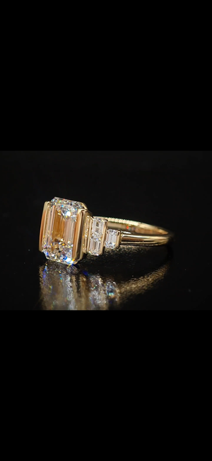 Art Deco Half Bezel Ring
